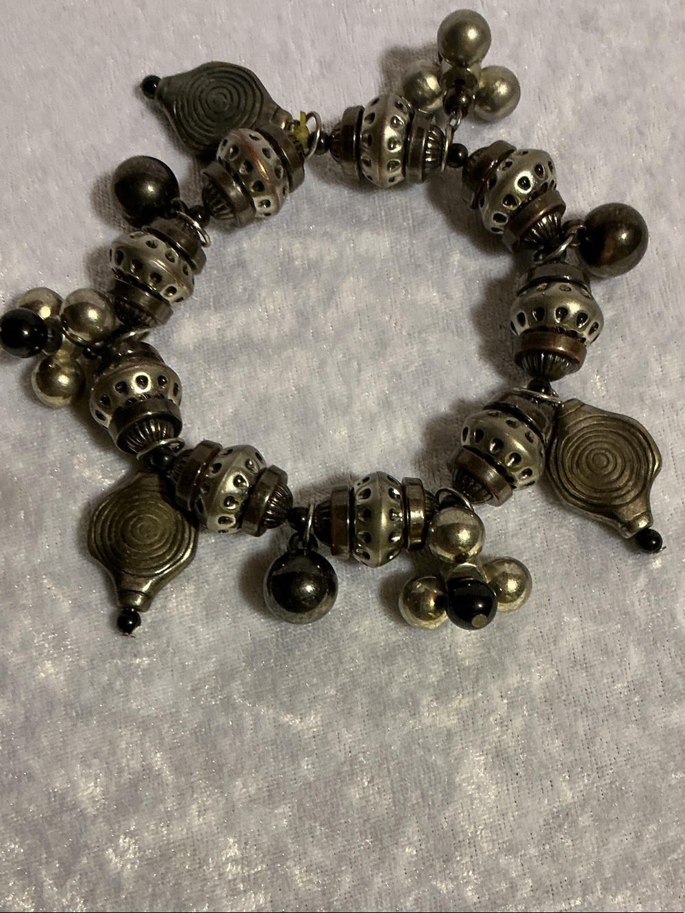 Silver-Tone Bead & Charm Bracelet - Neutral Metallic